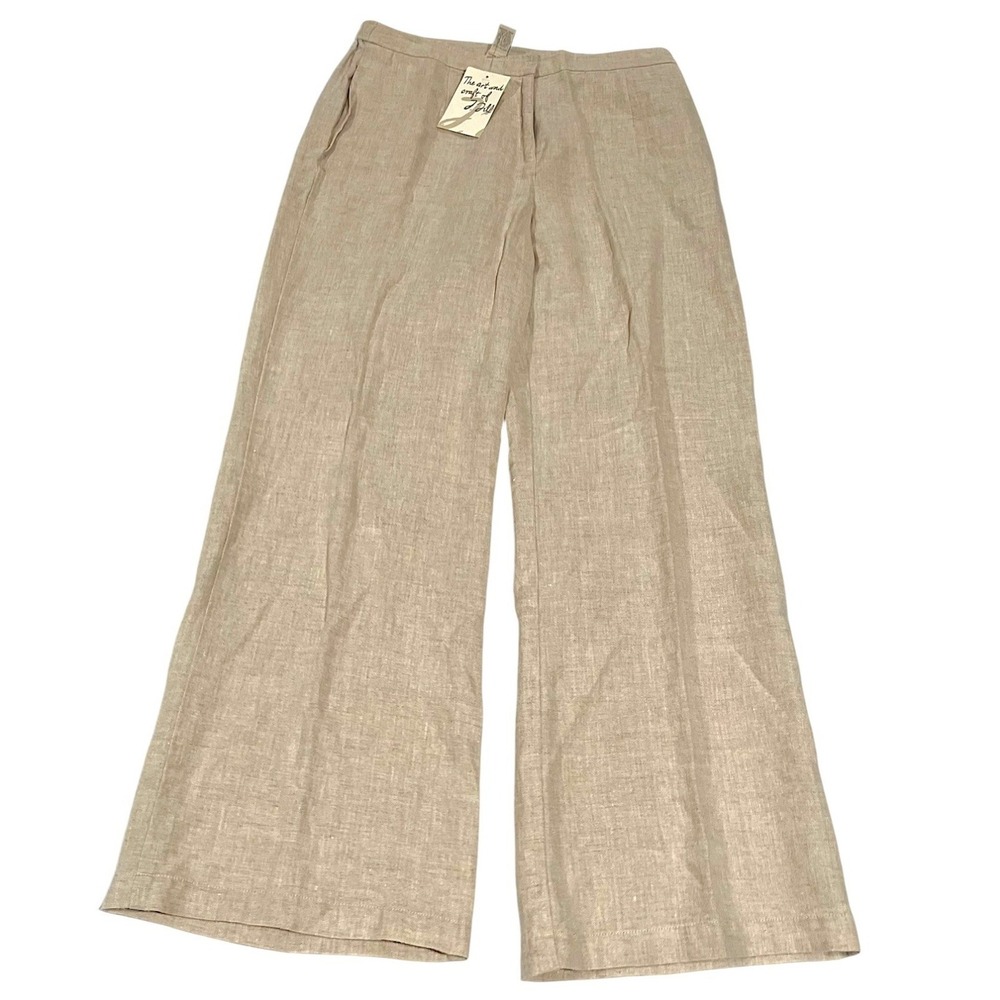 J.Jill Women's 12 Wide Leg Linen Blend Pants Oatmeal Beige NWT